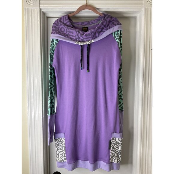 Sacred Geometrix Portal Dress Organic Cotton Bodycon Dress with Hood Size XL - Picture 4 of 14